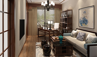 整木定制花鳥古韻新中式風(fēng)格，別墅全屋效果圖
