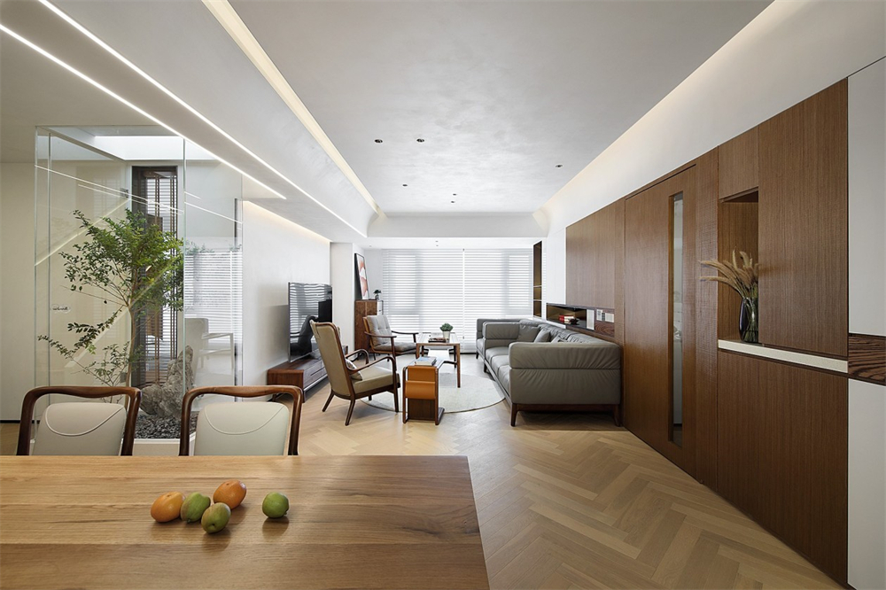 200㎡大平層整木定制，現(xiàn)代極簡風格(圖3)